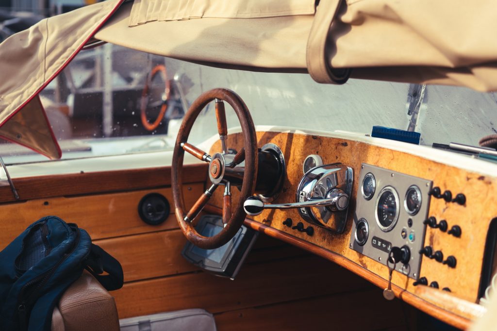Detail of Vintage Wood Speed Boat